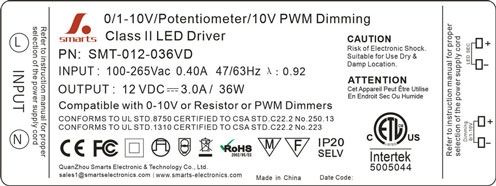 CE 12v 36w constant voltage 0-10v dimming led light driver