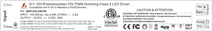 0-10v dimmable 24v 80w LED panel light Driver