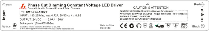 24v 120w triac dimmable LED driver