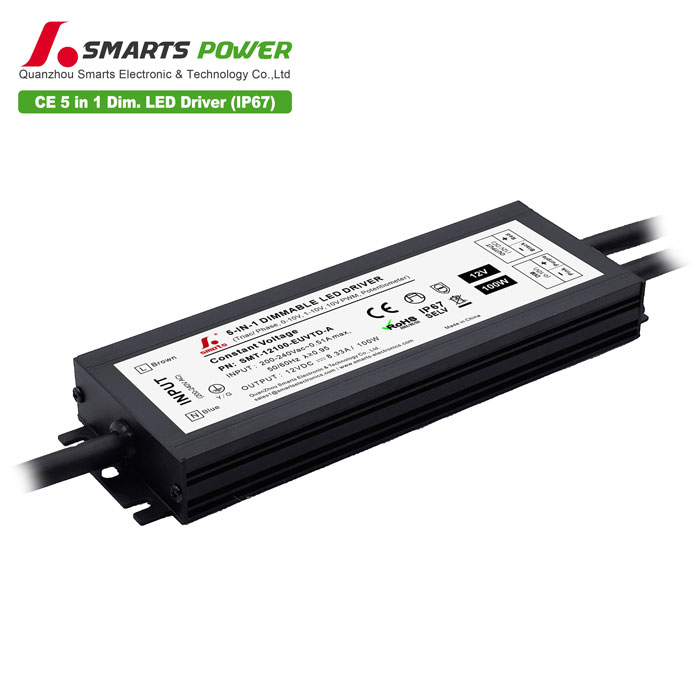 CE certification triac 0-10v led driver 12v 24v 100w