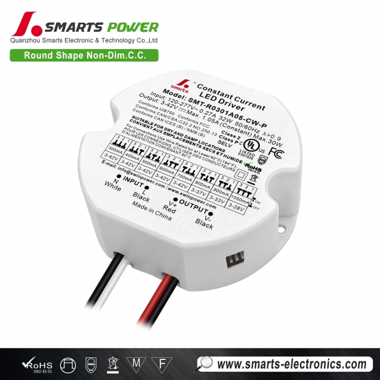 meilleur Pilote LED rond à courant constant de 30 W sélectionnable 300-1050 mA de forme ronde