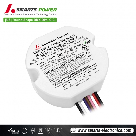 meilleur Pilote LED rond à courant constant graduable DMX512 20W pour éclairage d'accents de façade